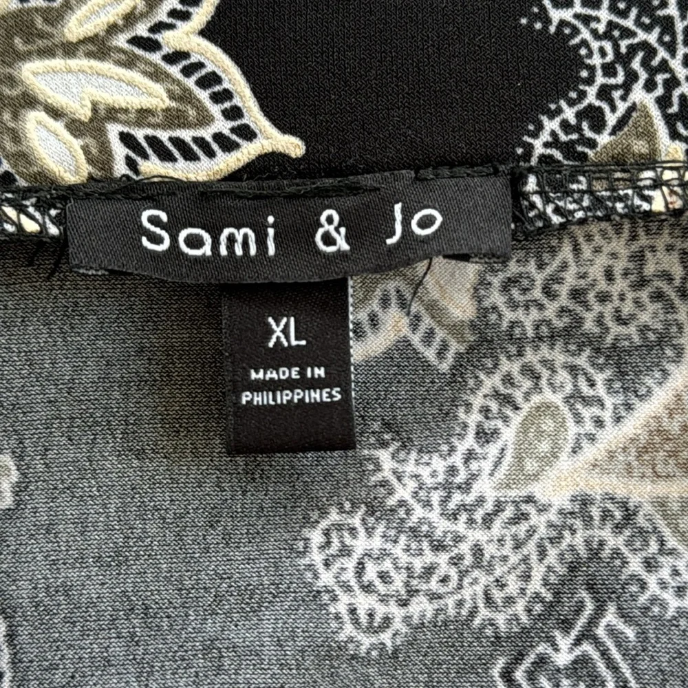 Sami & Jo black green paisley print pleated stretch a-line skirt size XL